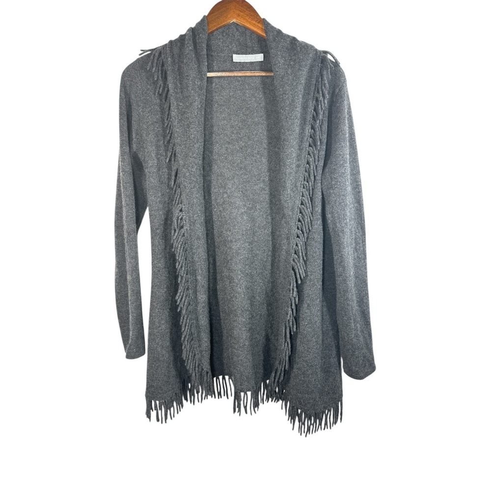 Hannah Rose Women  Fringed cashmere  cardigan Long‎ Sleeve Size M